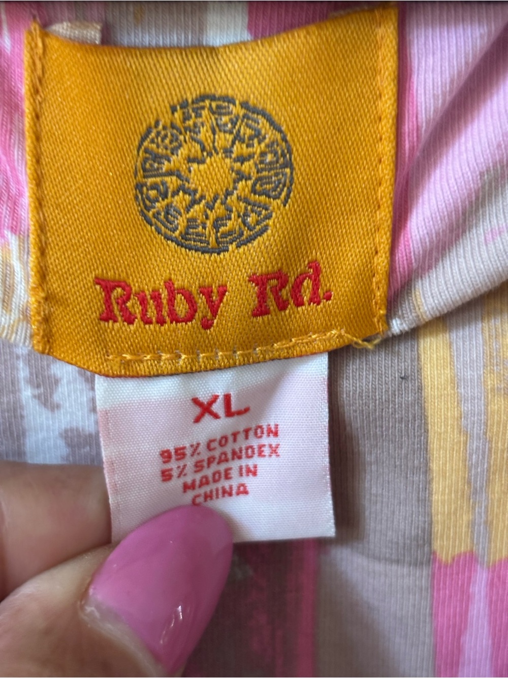 Ruby Rd. Pink and Yellow Abstract Brushstroke Top - Picture 5 of 7